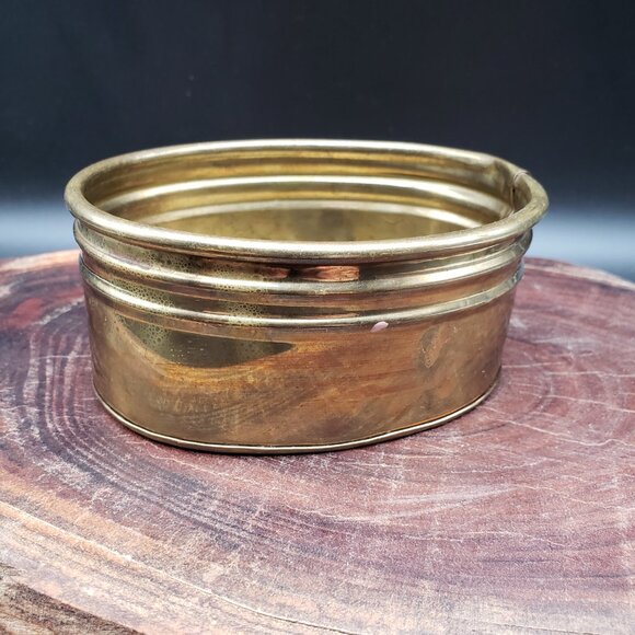 Vintage Hosley Solid Brass Oval Bowl Dish 4.5" Handcrafted India Small Decor - Picture 2 of 8